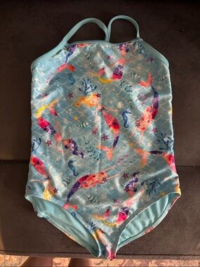 wonder nation Light Blue Mermaid Print One-Piece Swimsuit